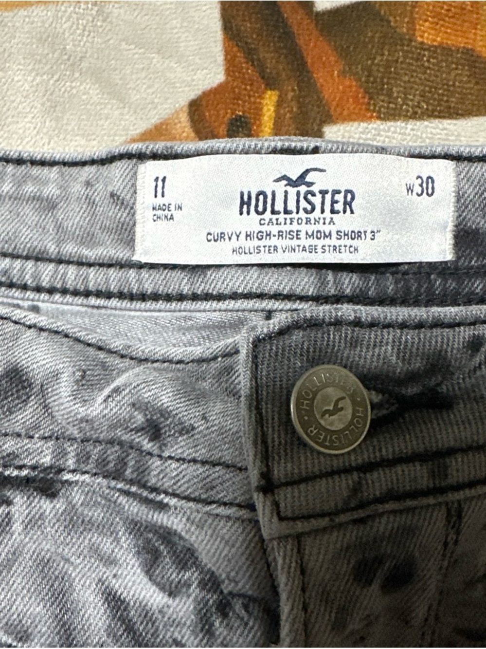 Hollister Women's Black & Gray Tie-Dye Denim Cutoff Shorts - Picture 2 of 4